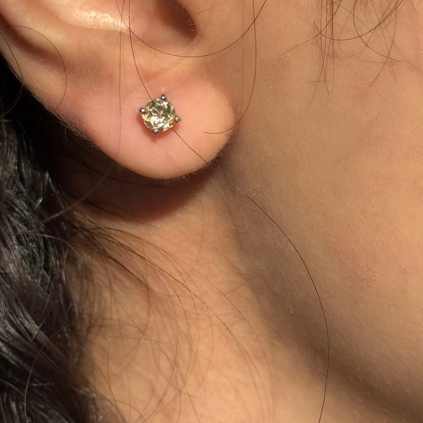 Handmade Round Citrine Earrings in 925 Sterling Silver - Prong Set Style