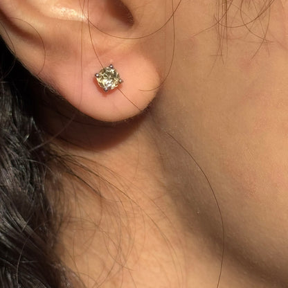 Handmade Round Citrine Earrings in 925 Sterling Silver - Prong Set Style
