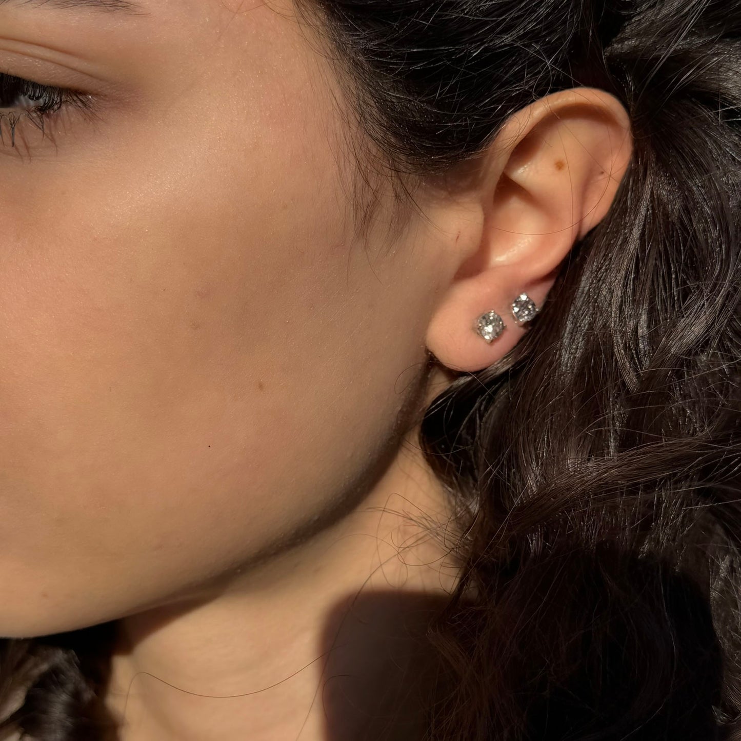 Handmade Round Sacred Seven Earrings in 925 Sterling Silver - Prong Set Style
