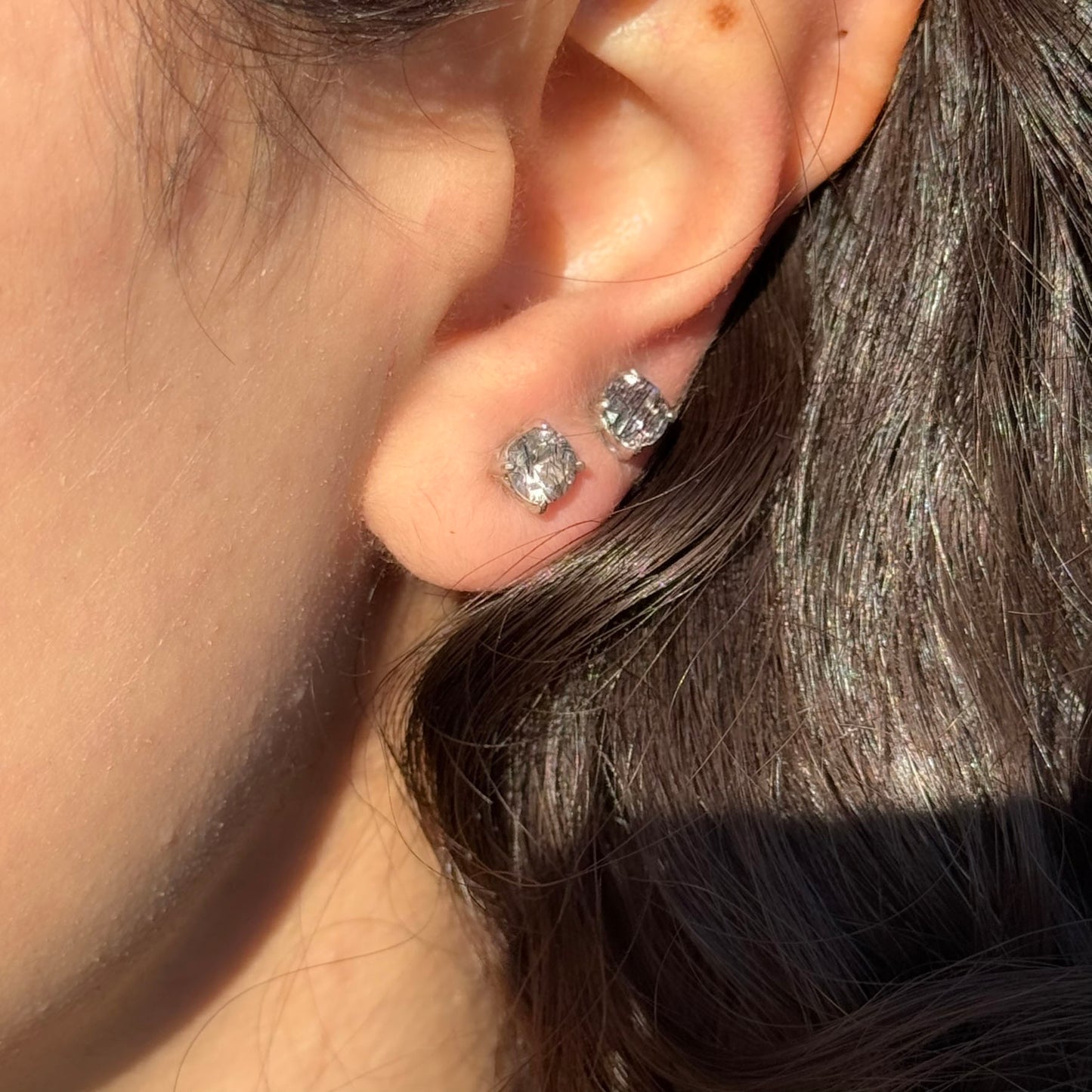 Handmade Round Sacred Seven Earrings in 925 Sterling Silver - Prong Set Style