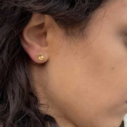 Handmade Oval Citrine Earrings in 925 Sterling Silver - Prong Set Style
