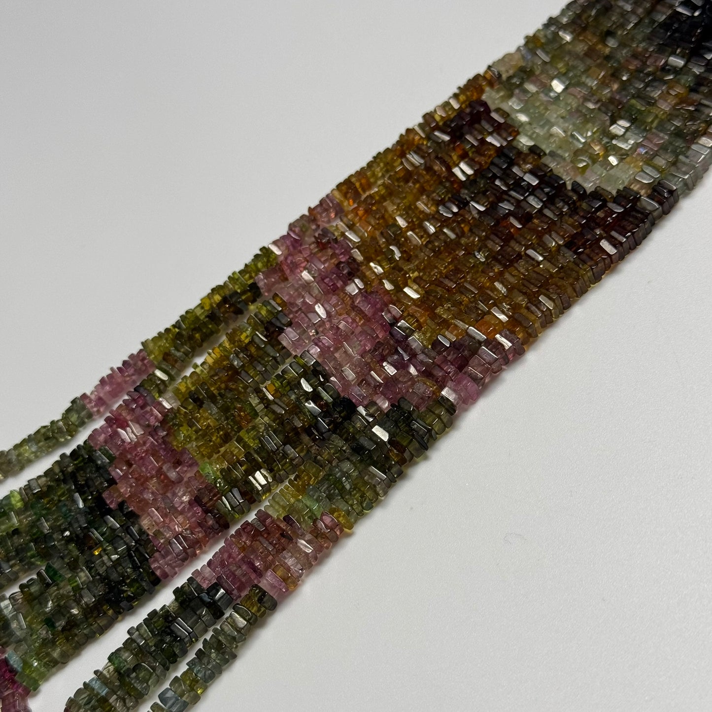 Multicolor Tourmaline Flat Square Shape Gemstone Beads