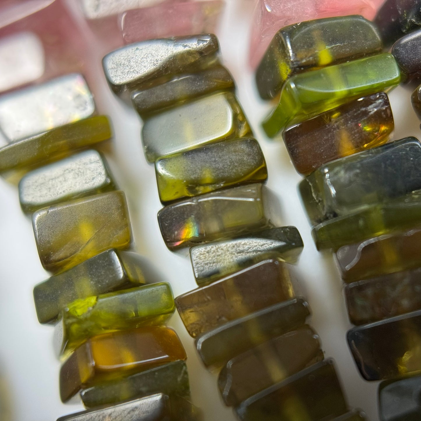 Multicolor Tourmaline Flat Square Shape Gemstone Beads