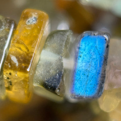 Multicolor Tourmaline Flat Square Shape Gemstone Beads