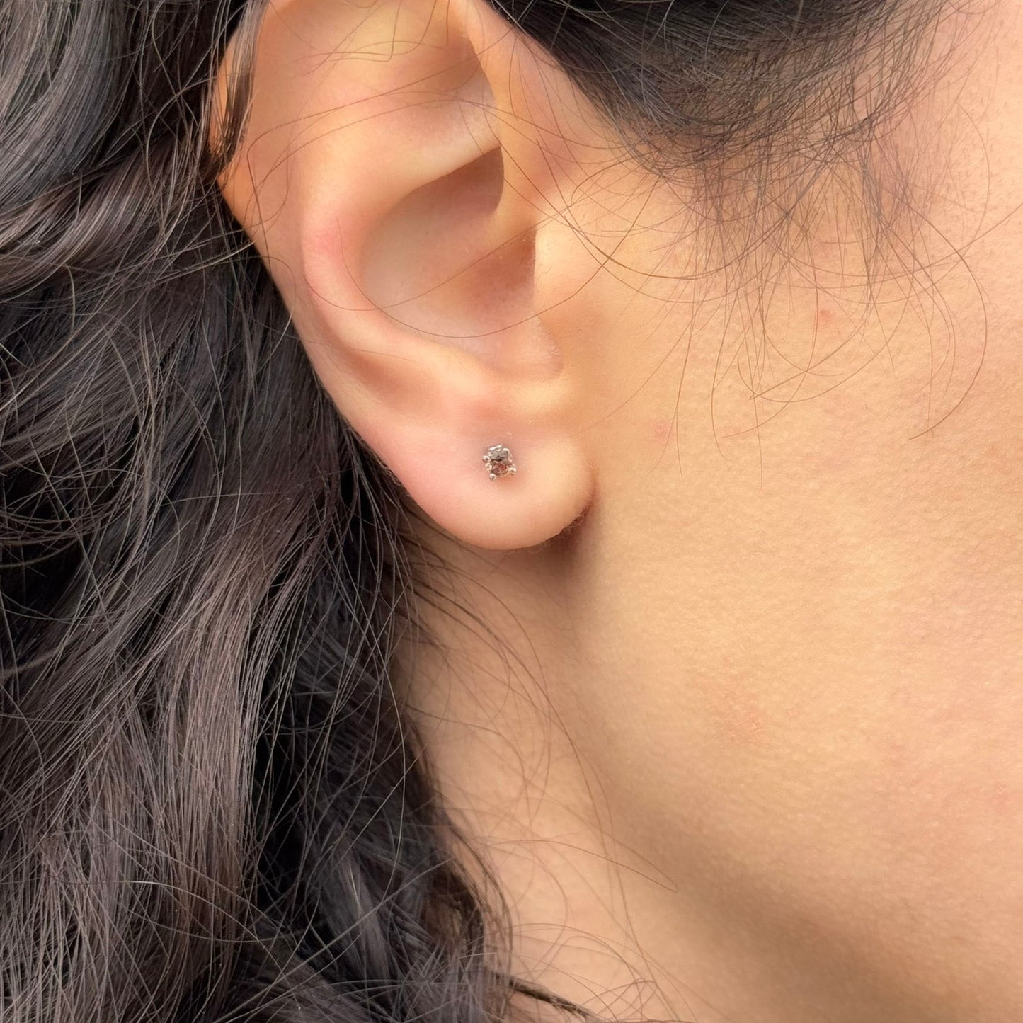 Handmade Round Andalusite Earrings in 925 Sterling Silver - Prong Set Style