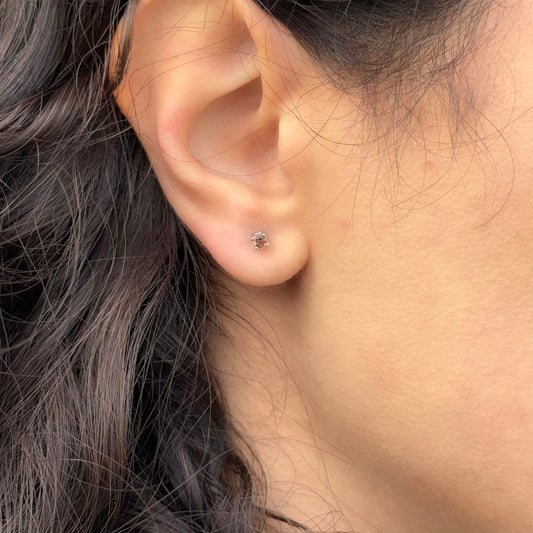 Handmade Round Andalusite Earrings in 925 Sterling Silver - Prong Set Style