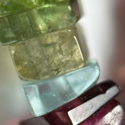 Multicolor Tourmaline Flat Square Shape Gemstone Beads