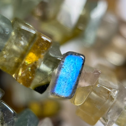 Multicolor Tourmaline Flat Square Shape Gemstone Beads