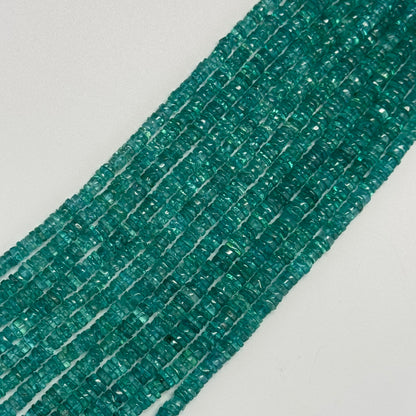 Blue Green Apatite Polished Heishi Gemstone Beads (A Quality)
