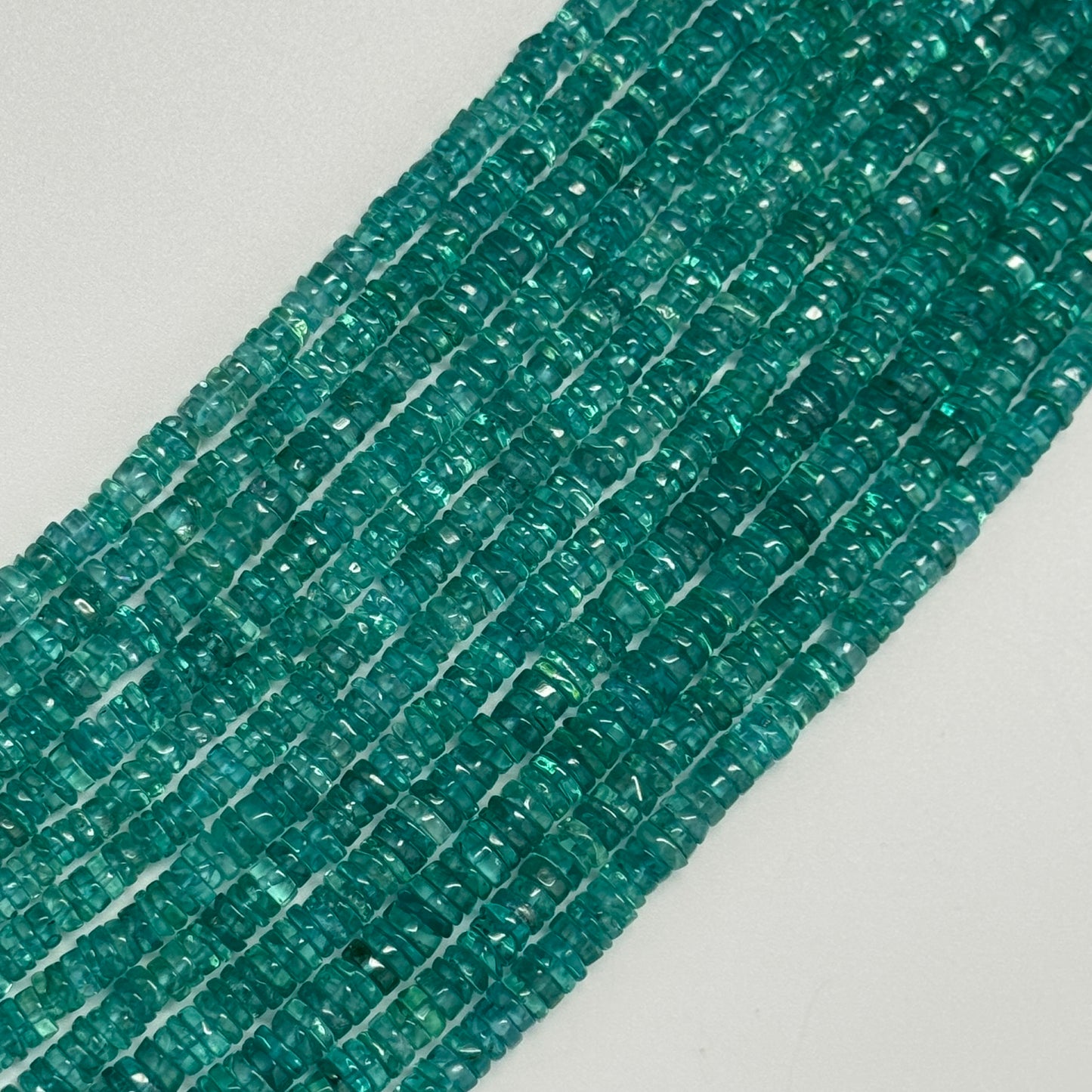 Blue Green Apatite Polished Heishi Gemstone Beads (A Quality)