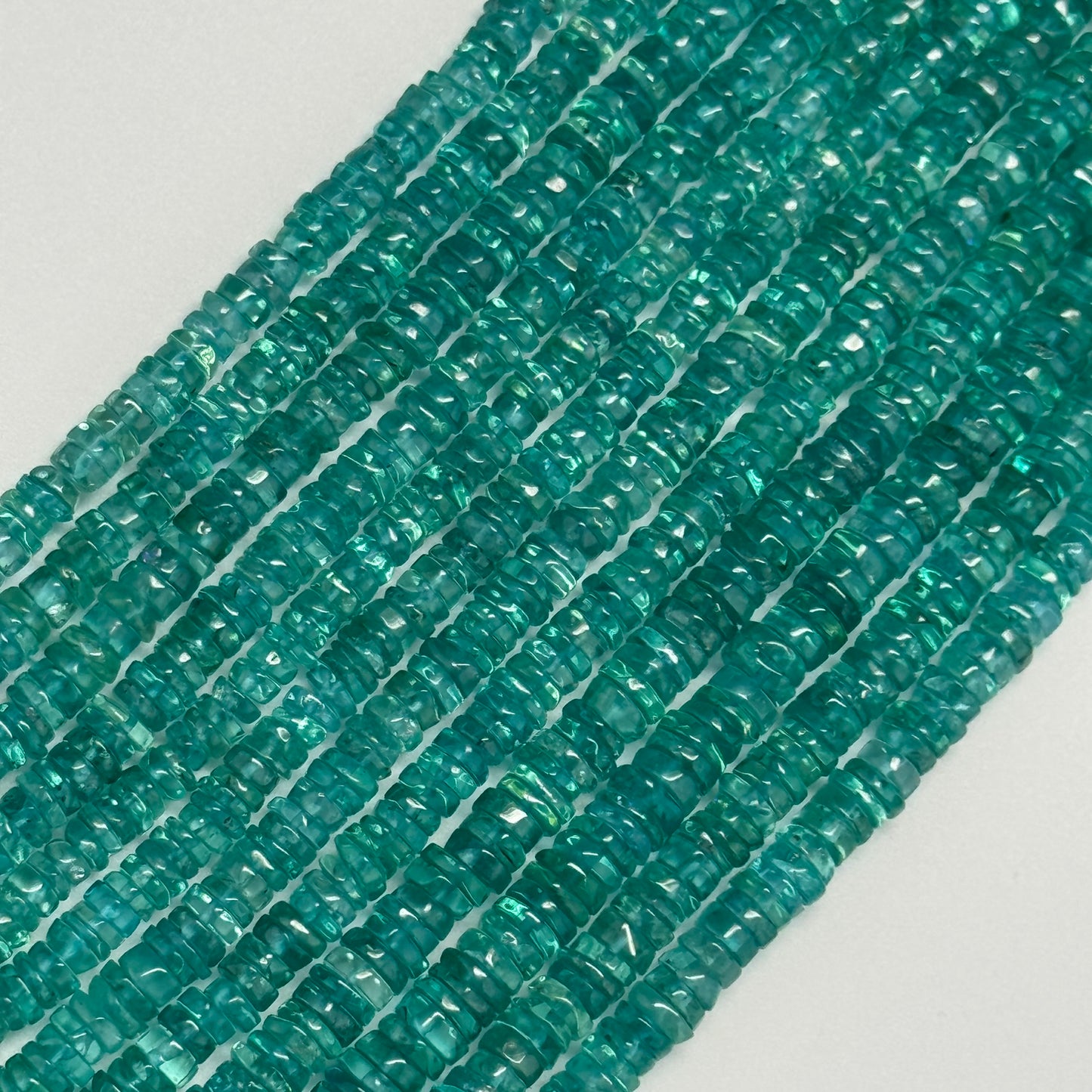 Blue Green Apatite Polished Heishi Gemstone Beads (A Quality)