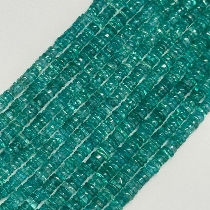 Blue Green Apatite Polished Heishi Gemstone Beads (A Quality)