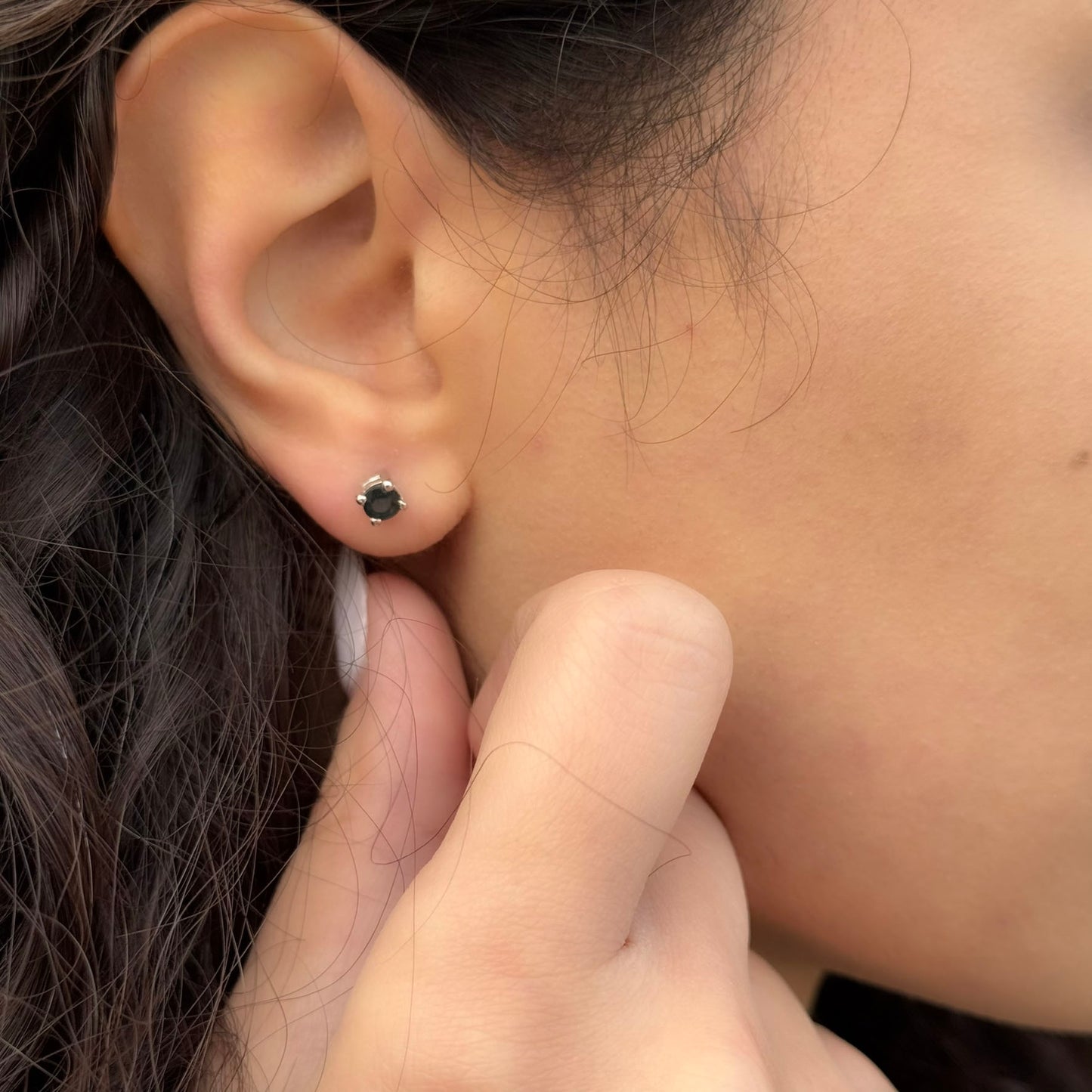 Handmade Round Sapphire Earrings in 925 Sterling Silver - Prong Set Style