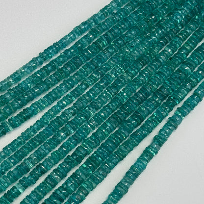 Blue Green Apatite Polished Heishi Gemstone Beads (A Quality)