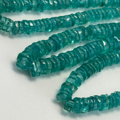 Blue Green Apatite Polished Heishi Gemstone Beads (A Quality)