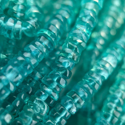 Blue Green Apatite Polished Heishi Gemstone Beads (A Quality)