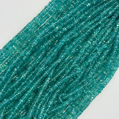 Blue Green Apatite Polished Heishi Gemstone Beads (A Quality)