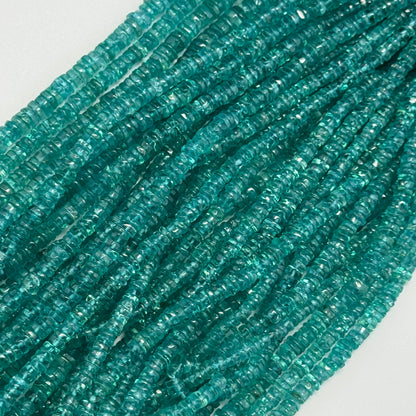 Blue Green Apatite Polished Heishi Gemstone Beads (A Quality)