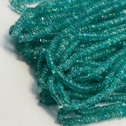Blue Green Apatite Polished Heishi Gemstone Beads (A Quality)