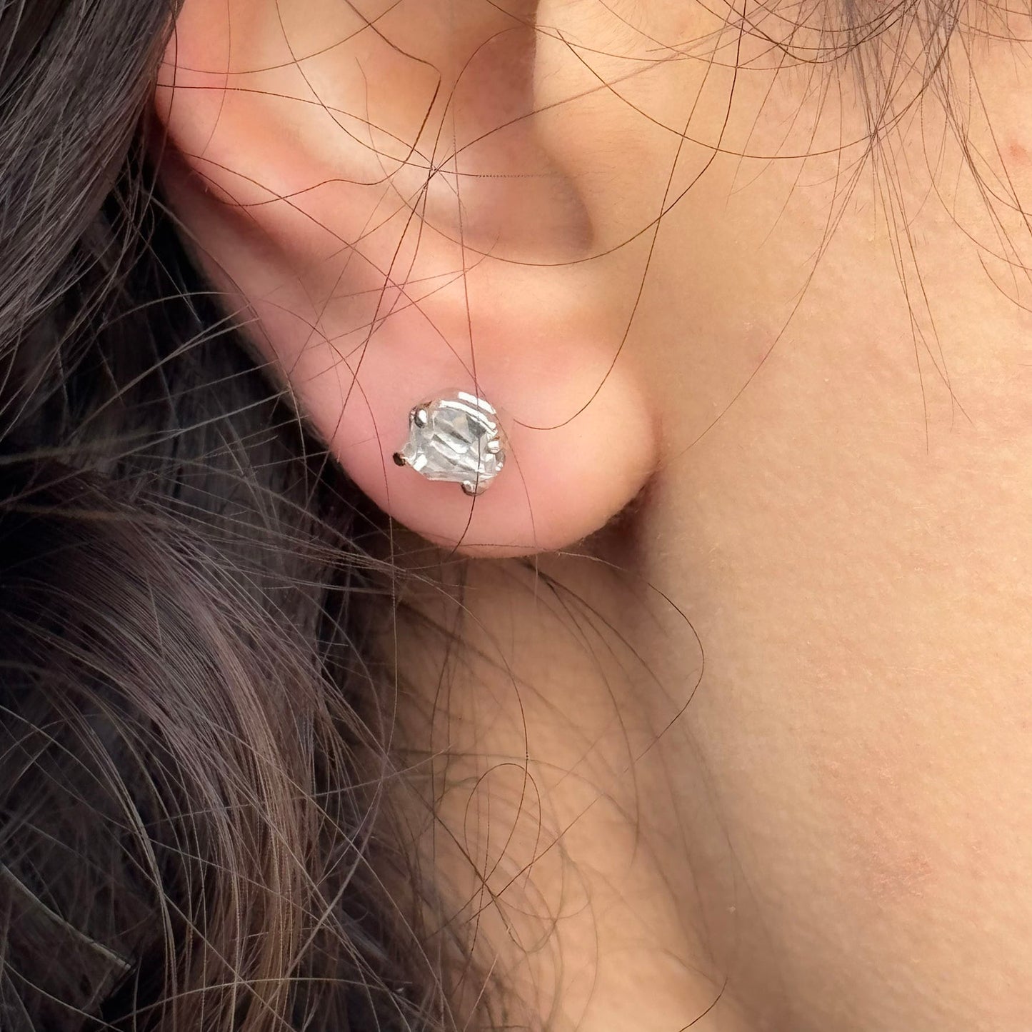 Handmade Oval Herkimer Diamond Earrings in 925 Sterling Silver - Prong Set Style