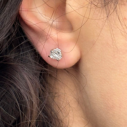 Handmade Oval Herkimer Diamond Earrings in 925 Sterling Silver - Prong Set Style