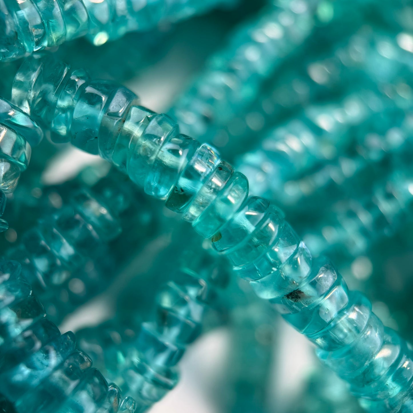 Blue Green Apatite Polished Heishi Gemstone Beads (A Quality)