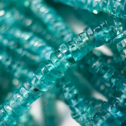 Blue Green Apatite Polished Heishi Gemstone Beads (A Quality)