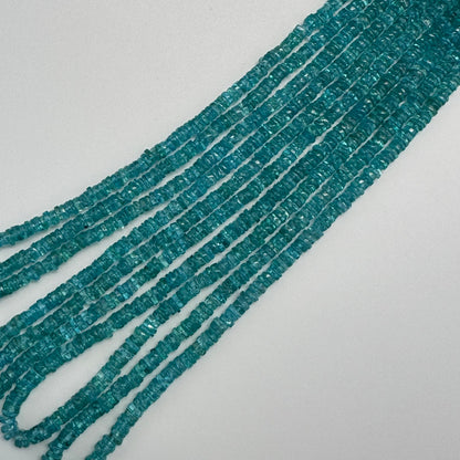 Blue Apatite Polished Heishi Gemstone Beads (A Quality)