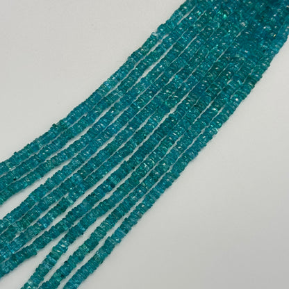 Blue Apatite Polished Heishi Gemstone Beads (A Quality)