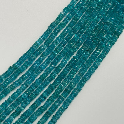 Blue Apatite Polished Heishi Gemstone Beads (A Quality)