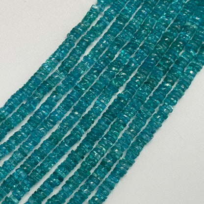 Blue Apatite Polished Heishi Gemstone Beads (A Quality)