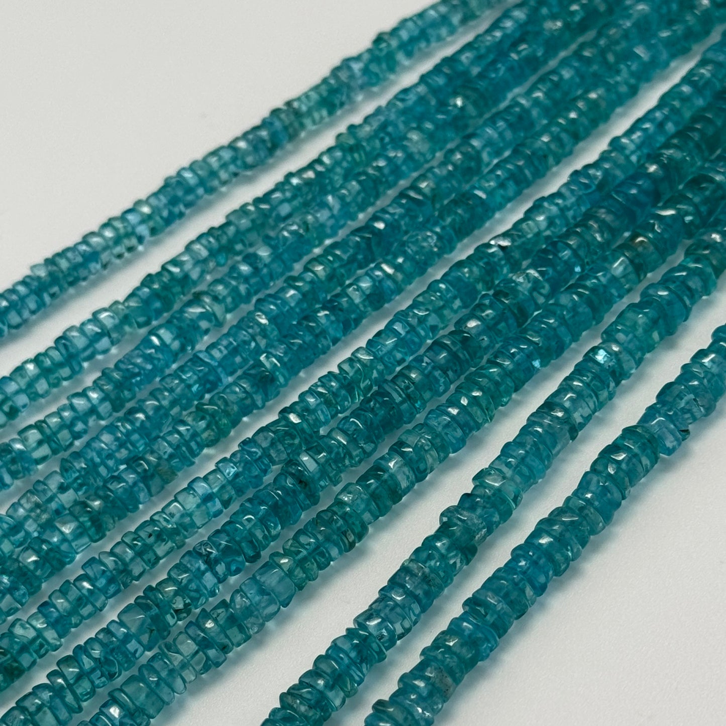 Blue Apatite Polished Heishi Gemstone Beads (A Quality)
