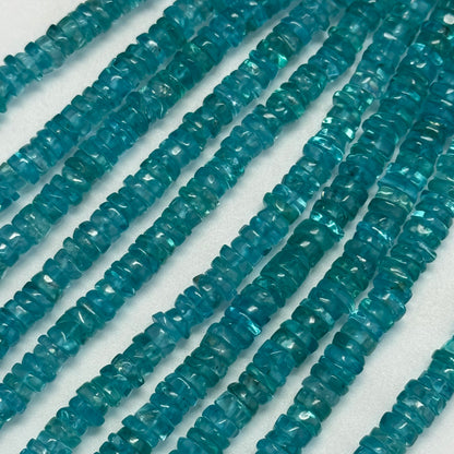 Blue Apatite Polished Heishi Gemstone Beads (A Quality)