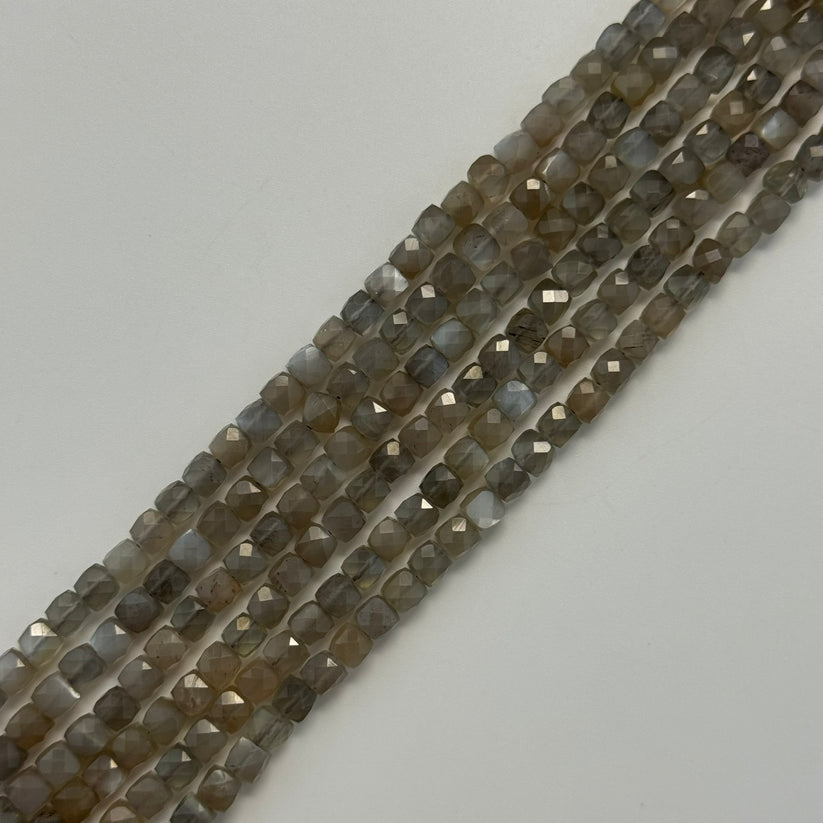 Faceted Square Semi Precious Stone Beads