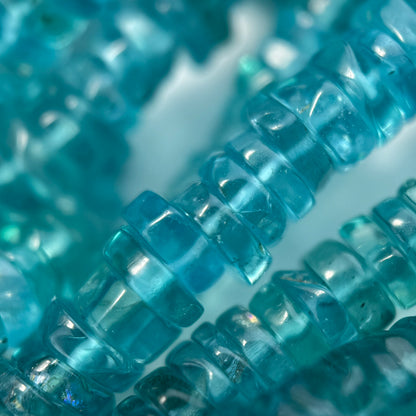 Blue Apatite Polished Heishi Gemstone Beads (A Quality)