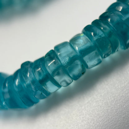 Blue Apatite Polished Heishi Gemstone Beads (A Quality)
