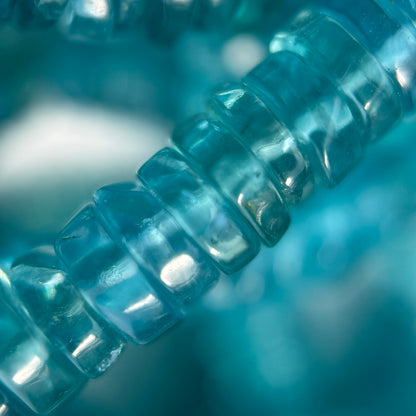 Blue Apatite Polished Heishi Gemstone Beads (A Quality)