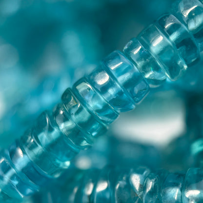 Blue Apatite Polished Heishi Gemstone Beads (A Quality)