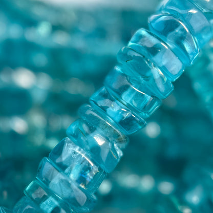 Blue Apatite Polished Heishi Gemstone Beads (A Quality)
