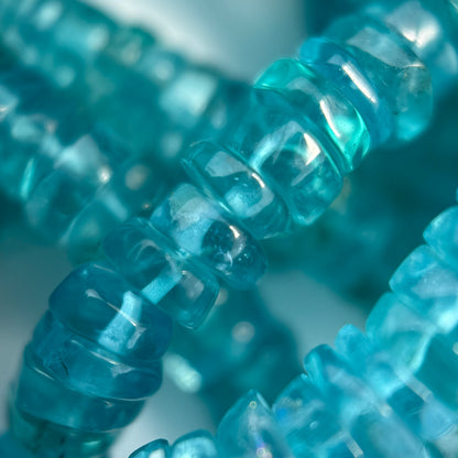 Blue Apatite Polished Heishi Gemstone Beads (A Quality)
