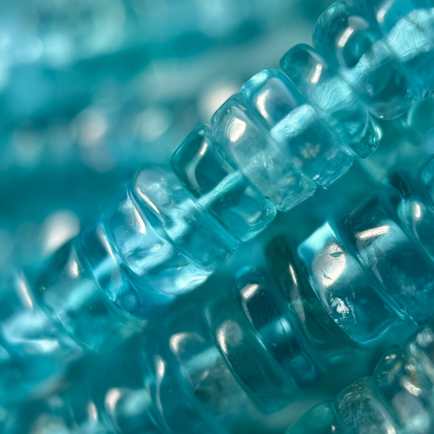 Blue Apatite Polished Heishi Gemstone Beads (A Quality)