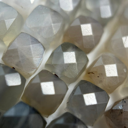 Gray Faceted Moonstone Square Beads