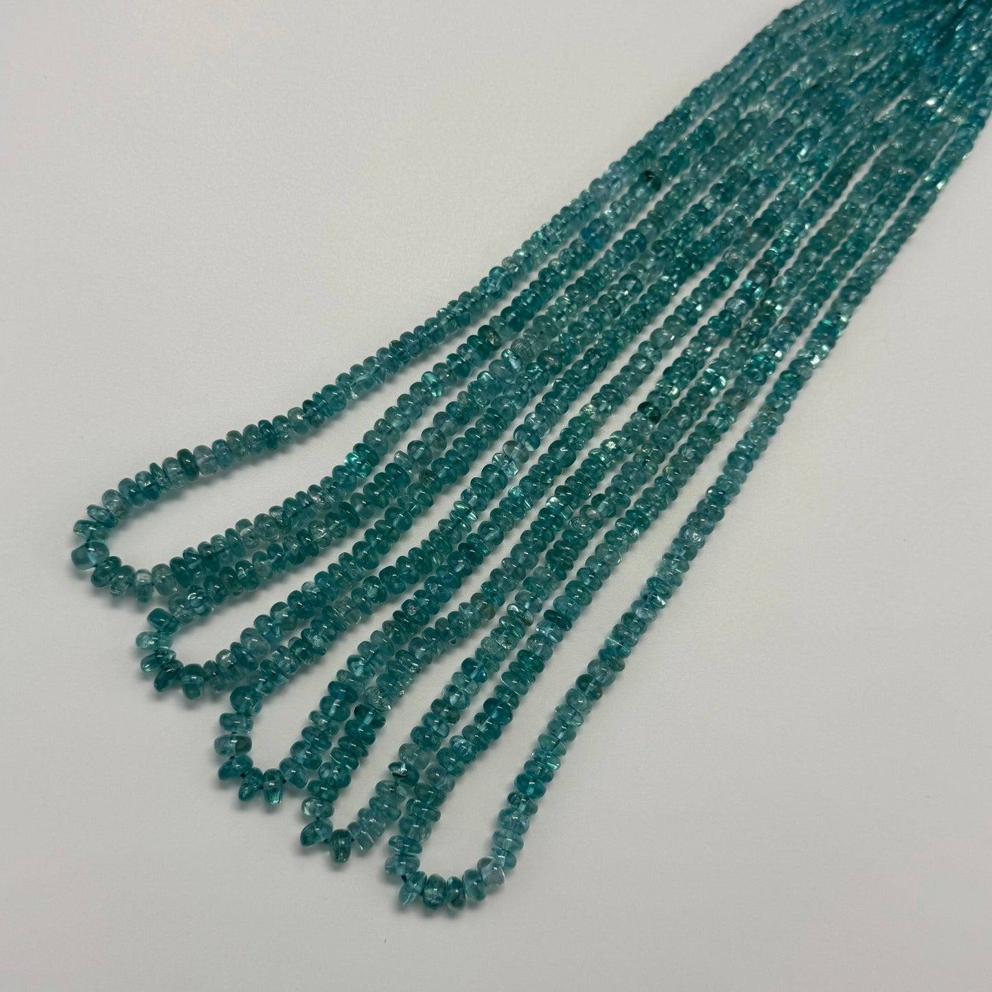 Blue Green Apatite Polished Rondelle Gemstone Beads (A Quality)