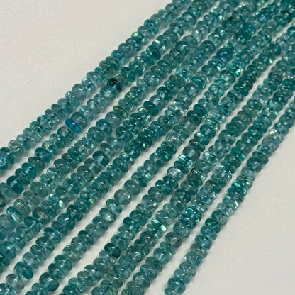 Blue Green Apatite Polished Rondelle Gemstone Beads (A Quality)