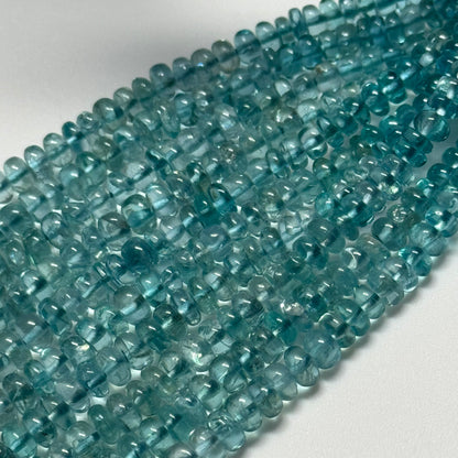 Blue Green Apatite Polished Rondelle Gemstone Beads (A Quality)