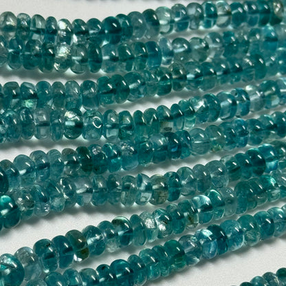 Blue Green Apatite Polished Rondelle Gemstone Beads (A Quality)