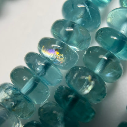 Blue Green Apatite Polished Rondelle Gemstone Beads (A Quality)
