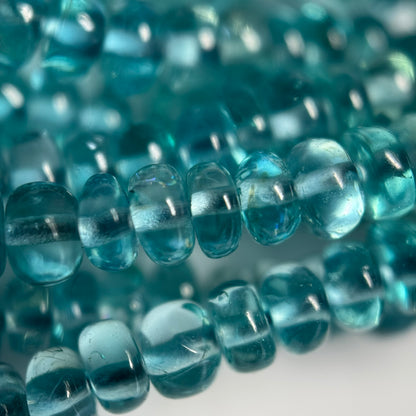 Blue Green Apatite Polished Rondelle Gemstone Beads (A Quality)