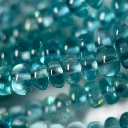 Blue Green Apatite Polished Rondelle Gemstone Beads (A Quality)