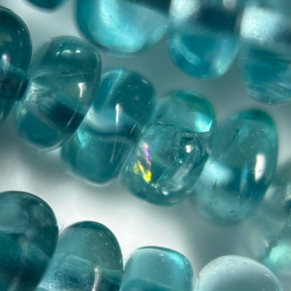 Blue Green Apatite Polished Rondelle Gemstone Beads (A Quality)
